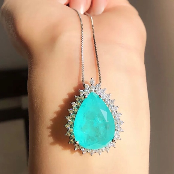 ✨ Oval Paraiba Tourmaline Earring & Pendant Set✨ - Picture 2 of 5